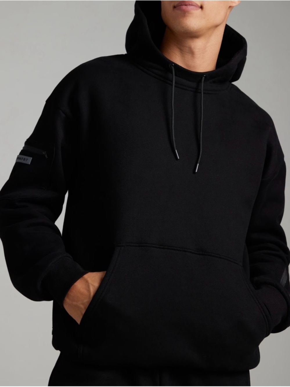 Men's Black Pullover Hoodie with Kangaroo Pocket